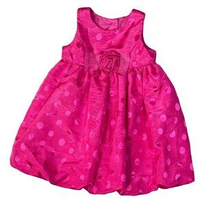 Penelope Mack Baby Girl Dress Pink Jacquard Dot Sleeveless 24 Months
